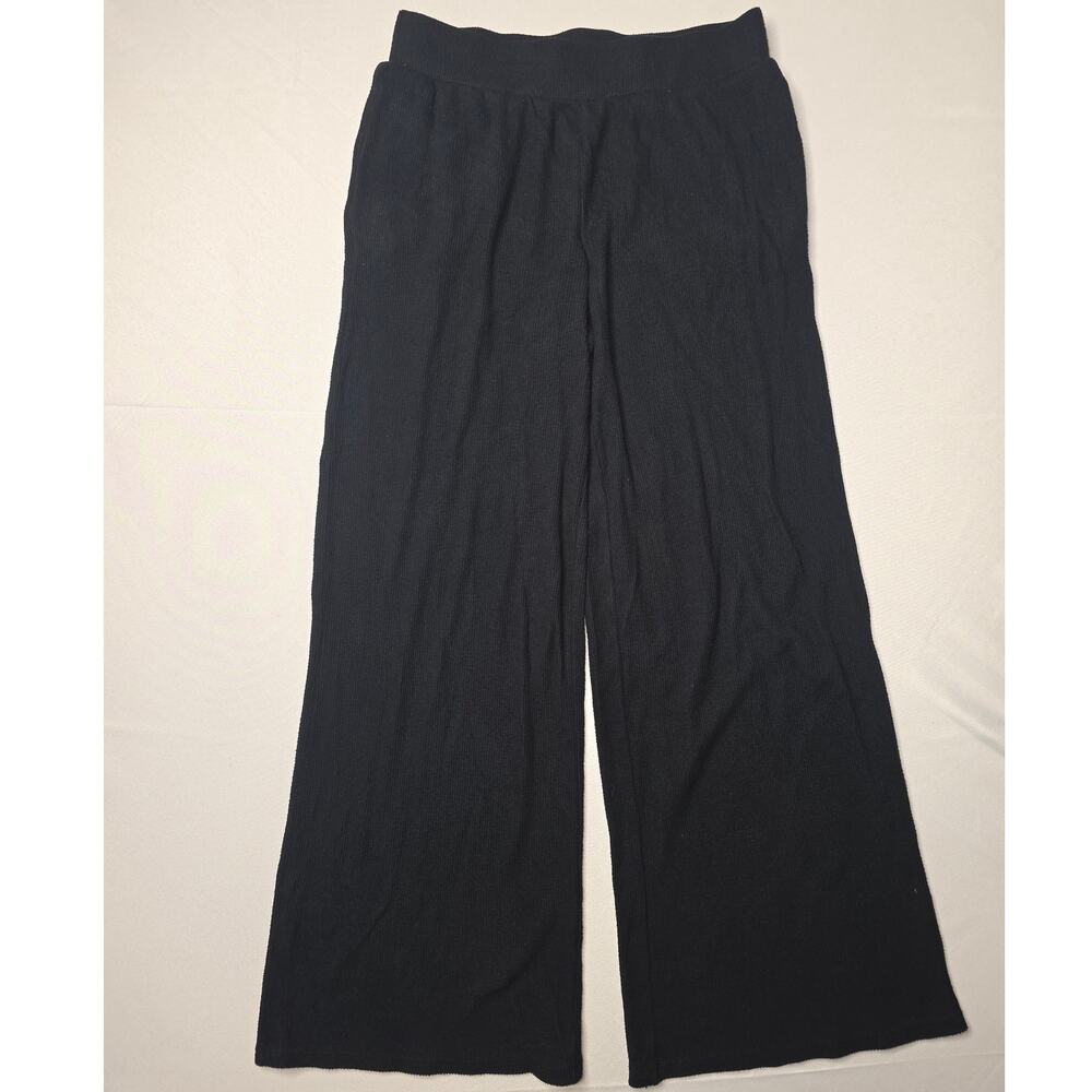 Express black high-waisted ribbed knit pull-on wide-leg pants Size S